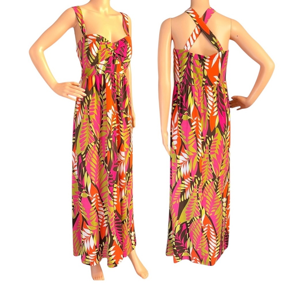 NWT Madison Leigh Tropical Maxi Dress Women’s Retro-Style Sleeveless ~ Sz 16 - Picture 4 of 7